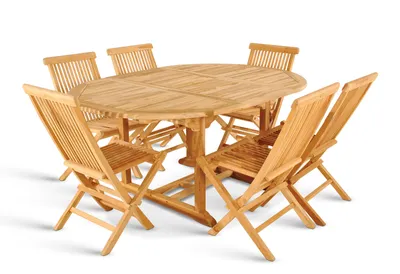 Produktbild von Gartenmöbel Set 7tlg Teak Gartentisch ausziehbar 120-170 cm BORNEO/MENORCA