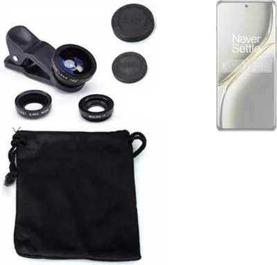 Produktbild von K-S-Trade Smartphone Kamera Linsen Set Kompatibel mit OnePlus Ace 3 Pro 3in1 Clip-On Kamera Adapter Macro Weitwinkel FishEye Fischauge Objektiv Linse