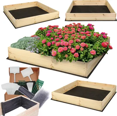 Produktbild von MODO24 Hochbeet Holz, Pflanzkasten, Massivholz, Kiefer, Kräuterbeet, Blumenkasten, Garten, Terrasse, 18x93x80 cm, Natur, ZP06