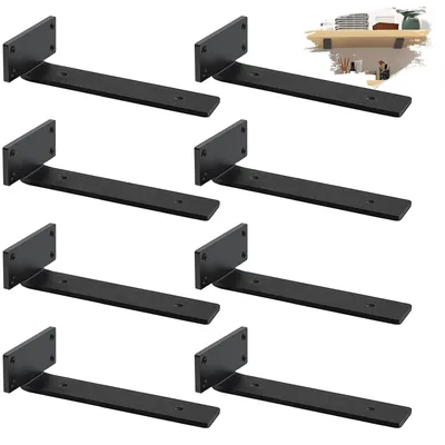 Productafbeelding van Omgoods - Robuuste Wandplankdragers voor Zwevende Planken (8 Stuks, Zwart)