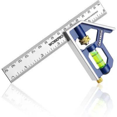 Produktbild von Kombinationswinkel 150mm einstellbar mit Wasserwaage und Anreißnadel aus Edelstahl