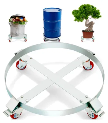 Produktbild von 2X Fassroller 250L Transportroller aus Kohlenstoffstahl mit 4 Universalrädern und Bremsen für Fässer bis 454kg