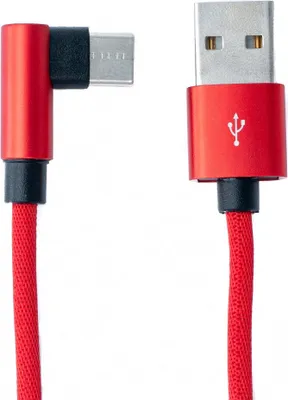 Produktbild von SYSTEM-S USB 3.1 Kabel 100 cm Typ C Stecker zu 2.0 A Stecker Winkel geflochten in Rot