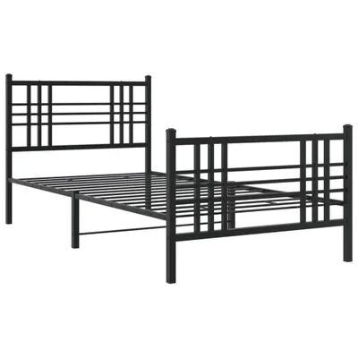Produktbild von Bettgestell mit Kopf- und Fußteil Metall Schwarz 100x190 cm