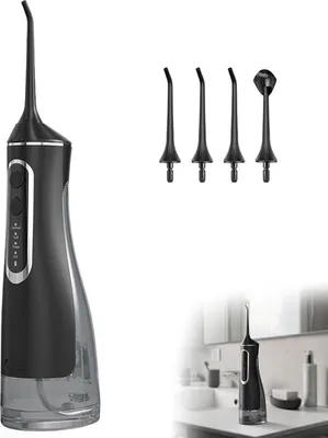 Produktbild von Kabellose Munddusche 320ml, 4 Modi, 5 Düsen, IPX7, USB-Ladung für Zahnspangen & Zahnfleisch