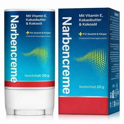 Produktbild von Narbensalbe mit Vitamin E, Kakaobutter und Kokosnussöl zur Pflege der Haut - 20g
