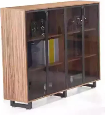 Produktbild von Brauner Designer Aktenschrank für Unterlagen Büroregal Schrank Regal