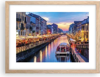 Produktbild von Gerahmtes Poster - Rahmen in heller Eiche - Kanal Grande Abend - 40x30 cm - Wand Bild - Wanddeko - Wandbilder - Wandposter - Bilderrahmen - Bilder - Kunstdruck - Wandbild - P2NAA40x30-4331