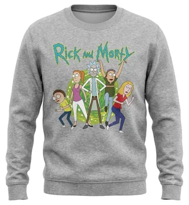 Obrázek produktu pro Mikina Rick and Morty – "Family Fights Together" – uni, pánská/dámská, model TV36015 (velikost M), barva: sportovní světlá šedá
