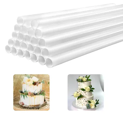 Image de Supports pour gâteaux - Lot de 24 pièces pour stabiliser les gâteaux - Plastique - Longueur : 24 cm