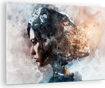 Produktbild von Bilder auf glas - Frau Abstraktion - 70x50cm - Glasbilder - Wandbilder - Kunstdruck - zum Aufhängen bereit - Wanddekoration aus Glas - Glas Bilder - Wandbild auf Glas - Einteilig - GAA70x50-3956