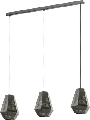 Produktbild von EGLO Pendelleuchte Chiavica, Hängelampe Industrial, Vintage, Hängeleuchte aus Stahl in Nickel-Schwarz, Esstischlampe, Wohnzimmerlampe hängend, E27