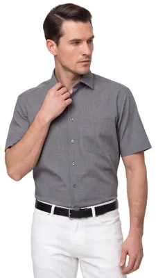Immagine prodotto di Camicia Seidensticker a manica corta in cotone moderno grigio tinta unita