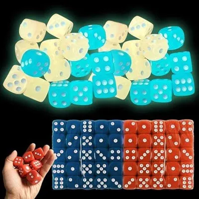 Produktbild von Famanu Spielwürfel D6 - 50 Stück - 12 mm - Acrylwürfel - Leuchtende Würfel für Spiele