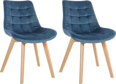 Produktbild von CLP 2er Set Esszimmerstühle Brook mit Samtbezug blau