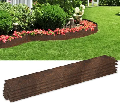 Produktbild von XMTECH 20 m Metall Verzinkt Beetumrandung Beeteinfassung Mähkante Palisade 20 Stück 100x15cm (L x H) Rasenkante,Rost