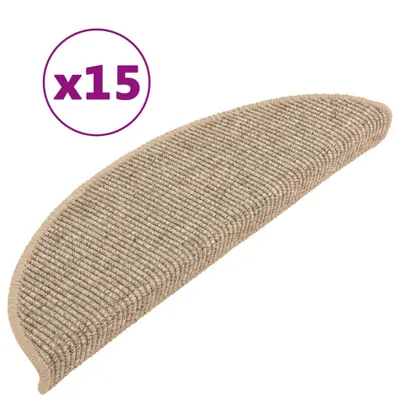 Obrázok produktu pre Schodové rohože 15 ks 56x17x3 cm tmavobéžové polkruhové
