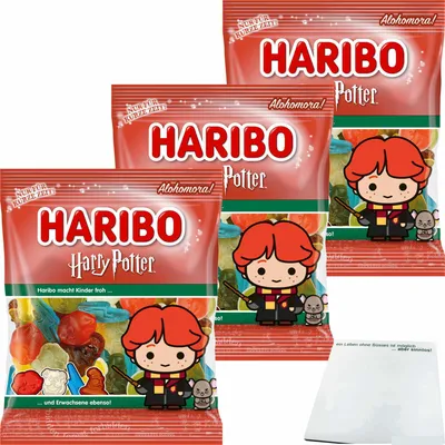 Produktbild von Haribo Harry Potter Ron Edition 3er Pack (3x160g Beutel) + usy Block