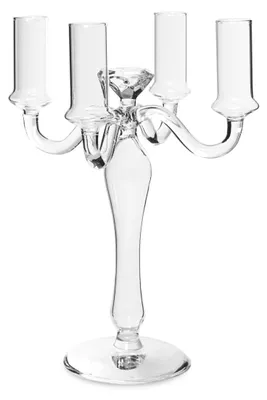 Image de H&h bougeoir transparent en verre borosilicaté 4 flammes cm 26,5