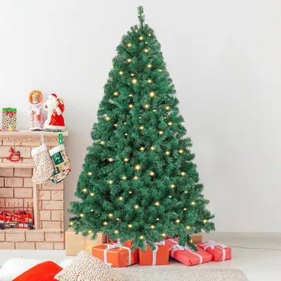 Zdjęcie produktu dla Choinka świąteczna Peviasot, 210 cm, sztuczna, z 400 diodami LED, 1200 ozdobami, sztuczna choinka z 8 trybami podświetlenia i metalową podstawą