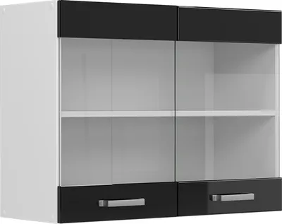 Produktbild von Küchenglasschrank Vicco R-Line Schwarz Hochglanz 80 cm, Model 41044