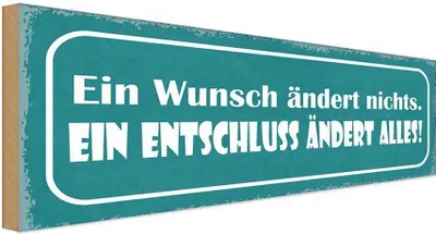 Produktbild von vianmo Holzschild 10x27 cm Wunsch ändert nichts Entschluss Spruch Zitat