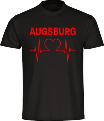 Produktbild von multifanshop Herren T-Shirt - Augsburg - Herzschlag, schwarz, Größe 4XL