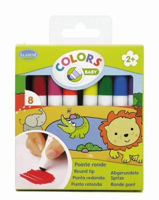 Produktbild von ALADINE 8 Filzstifte Baby Kleinkinder Stifte Fasermaler ausmalen malen Schule