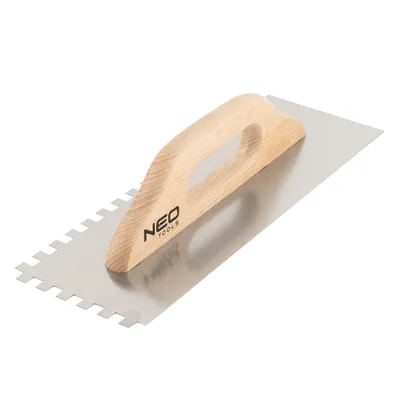 Image de NEO TOOLS Truelle de lissage, dentée, épaisseur de lame 0,7 mm, Différents modèles 480 x 128 mm, dent : 8mm| Manche ergonomique en hêtre verni, lame en acier inoxydable