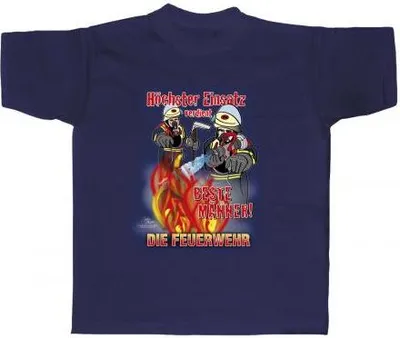 Produktbild von T-Shirt mit Print - Höchster Einsatz verdient...Feuerwehr - 09829 dunkelblau - Gr. S-XXL Größe - XL