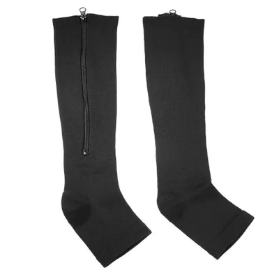 Produktbild von Kompressionssocken mit offener Zehenpartie in der Größe L/XL, schwarz perfekt für Reise Flug Urlaub, für Damen und Herren,A0181