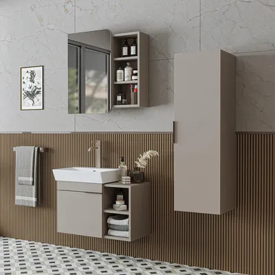 Immagine prodotto di Roomart LYCIA-72 Set di mobili da bagno a 4 pezzi, larghezza 72 cm, beige