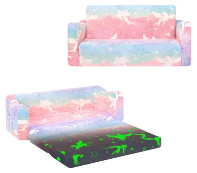 Image de Canapé pliable 2 en 1 pour enfants, phosphorescent