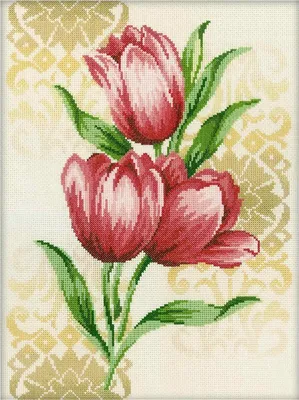 Zdjęcie produktu dla RTO Zestaw do haftu krzyżykowego "Ozdobne tulipany" M258, wzór liczony, 27x36 cm