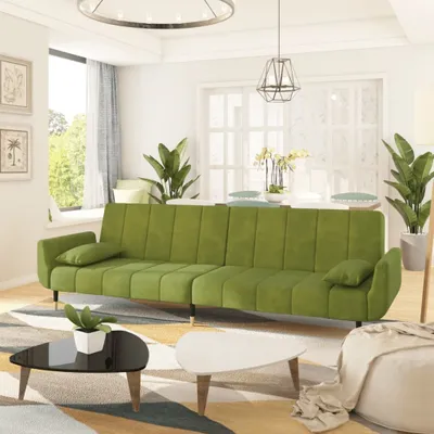Produktbild von Sofa "Hornbek" aus Samt in Hellgrün. Abmessungen (L/B/H) 220x100x52 cm