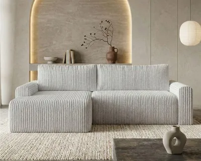 Image de Canapé d'angle MILO SMALL avec fonction couchage et coffre de rangement, angle gauche - TILIA 86