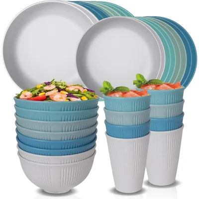 Produktbild von Geschirr Set für 8 Personen, 32-teilig, Kunststoff, Blau