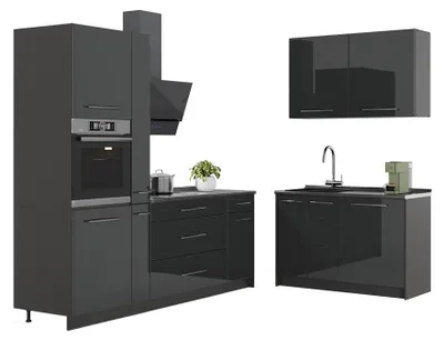 Immagine prodotto di Cucina Vicco Fame-Line Antracite lucido/Antracite 220 x 120 cm, PL Marmo, Model 64941