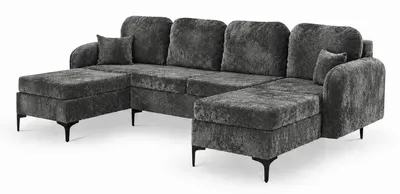 Productafbeelding van ANMIL Hoekbank VENTO, U-vorm, 294 x 96 x 172 cm, donkergrijs, stof EUREKA, slaapbank met bedfunctie