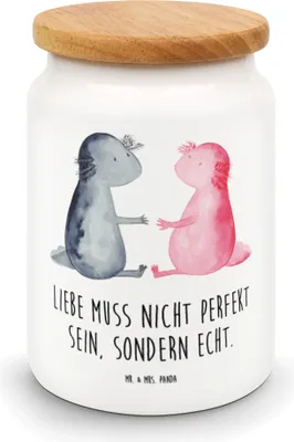 Produktbild von Mr. & Mrs. Panda Kaffeedose Axolotl Liebe - Weiß - Geschenk, Dose, Teedose, Valentinstag, Vorratsbehälter, Keksdose, Freund, Frischhaltedose