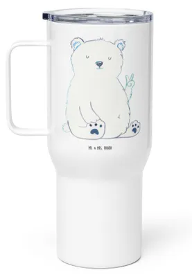 Produktbild von Mr. & Mrs. Panda thermosbecher Eisbär Faul - Weiß - Geschenk, Kaffee-to-go-Becher, Nordpol, Thermobecher, Kaffee-Thermobecher, Teetasse, Bär, Büro, Teddy, Arbeit, Bürojob