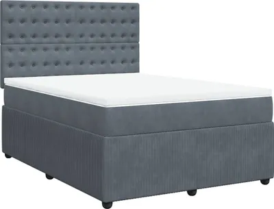 Produktbild von vidaXL Boxspringbett mit Matratze Dunkelgrau 140x200 cm Samt