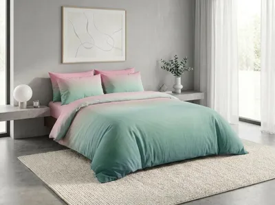 Zdjęcie produktu dla Bavlněné povlečení OMBRE zeleno-růžové 2 ks 70x90 + 200x220