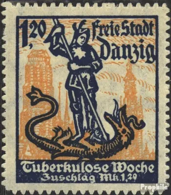 Produktbild von Briefmarken Danzig 1921 Mi 92 Gefälligkeitsentwertung mit Durchstich, Zähnung evtl. fehlerhaft gestempelt Tuberkolose