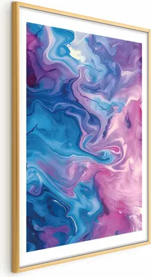 Produktbild von Posterpapier Poster - Night Flows - abstract waves in shades of blue and purple 60x90 cm Muster a-H-10044-ao-a