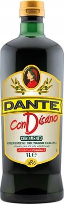A bottle of olive oil with a label.