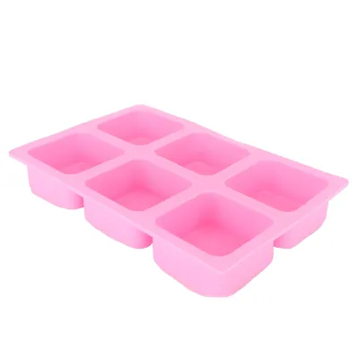 Image de Moule en silicone à 6 compartiments carrés pour gâteaux, fabrication de savon, savons parfumés et projets de pâtisserie DIY