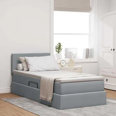 Immagine prodotto di Maison Exclusive - Letto contenitore con materasso, grigio chiaro, 90 x 200 cm, in velluto