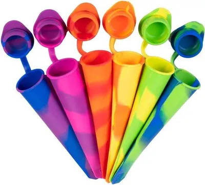 Immagine prodotto di Stampi in silicone per ghiaccioli, 6 pezzi, senza BPA, riutilizzabili, con coperchio, set di stampi per ghiaccioli, ideali per preparare ghiaccioli, resistenti e facili da pulire