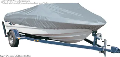 Produktbild von Persenning für Boot bis 5,8m Plane Abdeckung Motorboot grau Schutz Plane Hülle